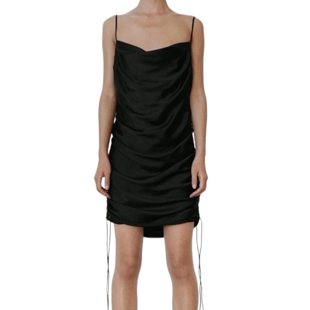 ZARA draped satin effect dress